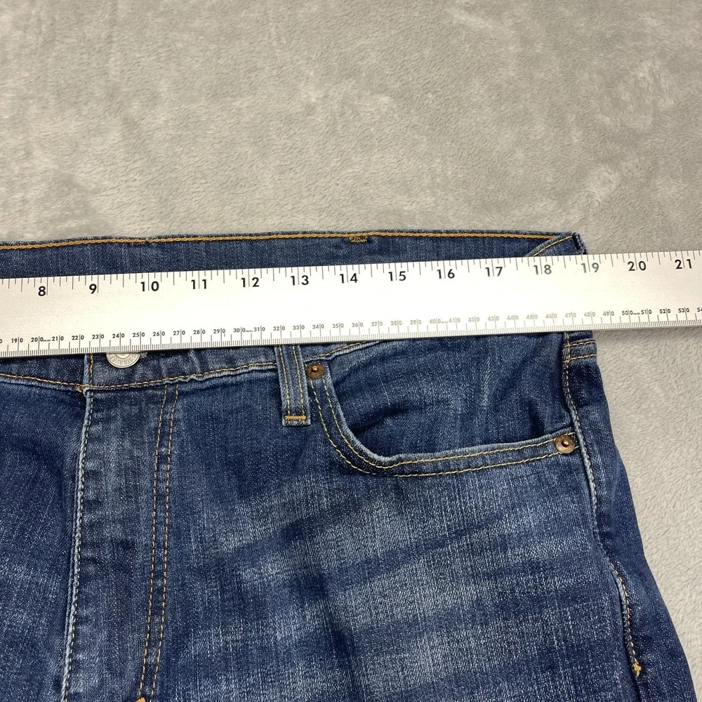 Levi's Jeans Mens 38x32 Blue Denim Faded Whiskered Stretch 527 Slim Bootcut Leg